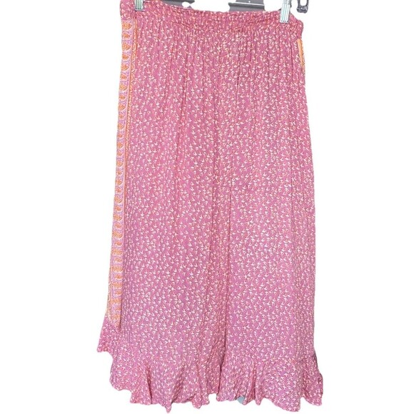 Patrons of Peace Pink Floral Asymmetrical Ruffle Skirt Women’s Size Medium - Picture 4 of 8
